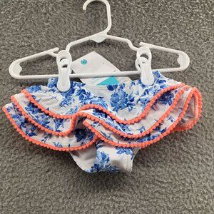 Snapper Rock Baby Girl's Floral Ruffle Bikini‎ Bottom Blue 3-6M
